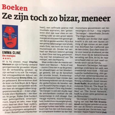 Rave reviews in Vlaamse en Nederlandse pers voor Emma Cline