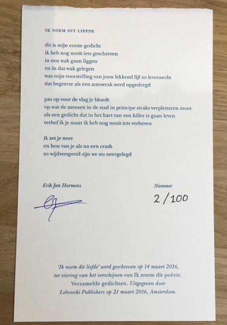 'Ik noem dit liefde' - Erik Jan Harmens 'Ik noem dit liefde' - Erik Jan Harmens