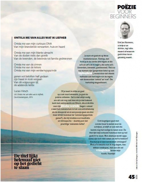 Erik Jan bespreekt Lucas Hirsch in Zin Magazine - Erik Jan Harmens Erik Jan bespreekt Lucas Hirsch in Zin Magazine - Erik Jan Harmens