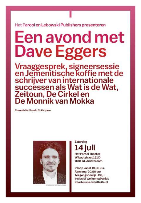 UITVERKOCHT - Lebowski en Het Parool presenteren: een avond met Dave Eggers